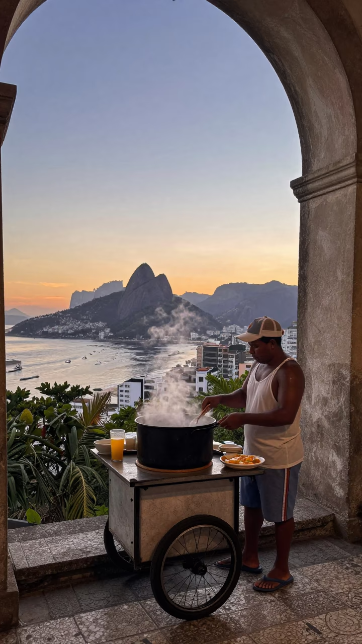 Breakfast Scene at The Still Hours Before Dawn Light in Rio De Janeiro in in Rio de Janeiro, Brazil