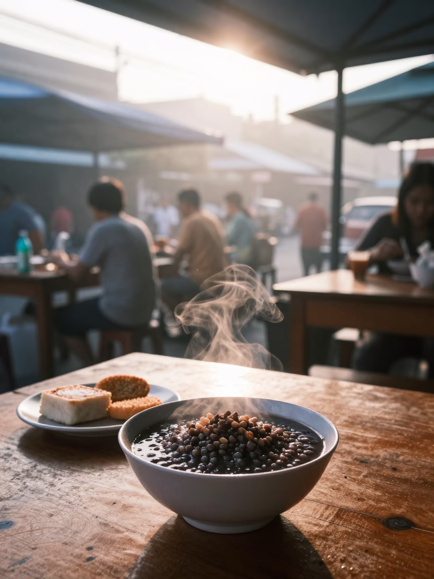 Breakfast Scene in Bangkok at Sunrise Light in in Bangkok, Thailand