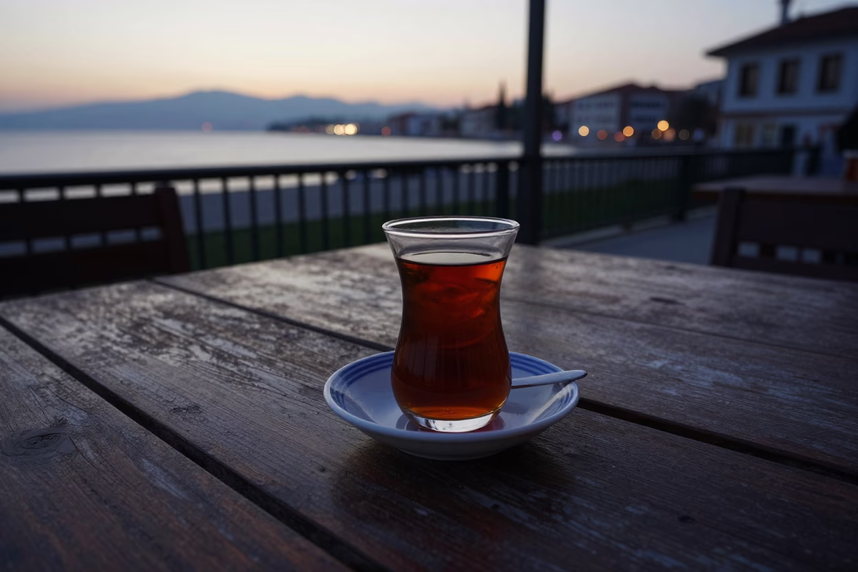 Breakfast Scene in Izmir at First Light Of Dawn in in Izmir, Turkey