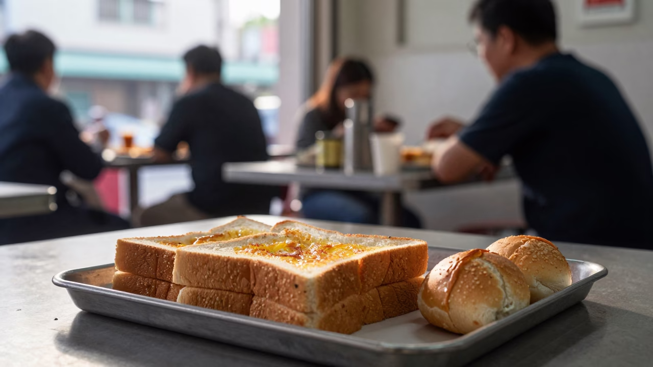 Breakfast Scene in Kaohsiung at The Early Morning Light in in Kaohsiung, Taiwan