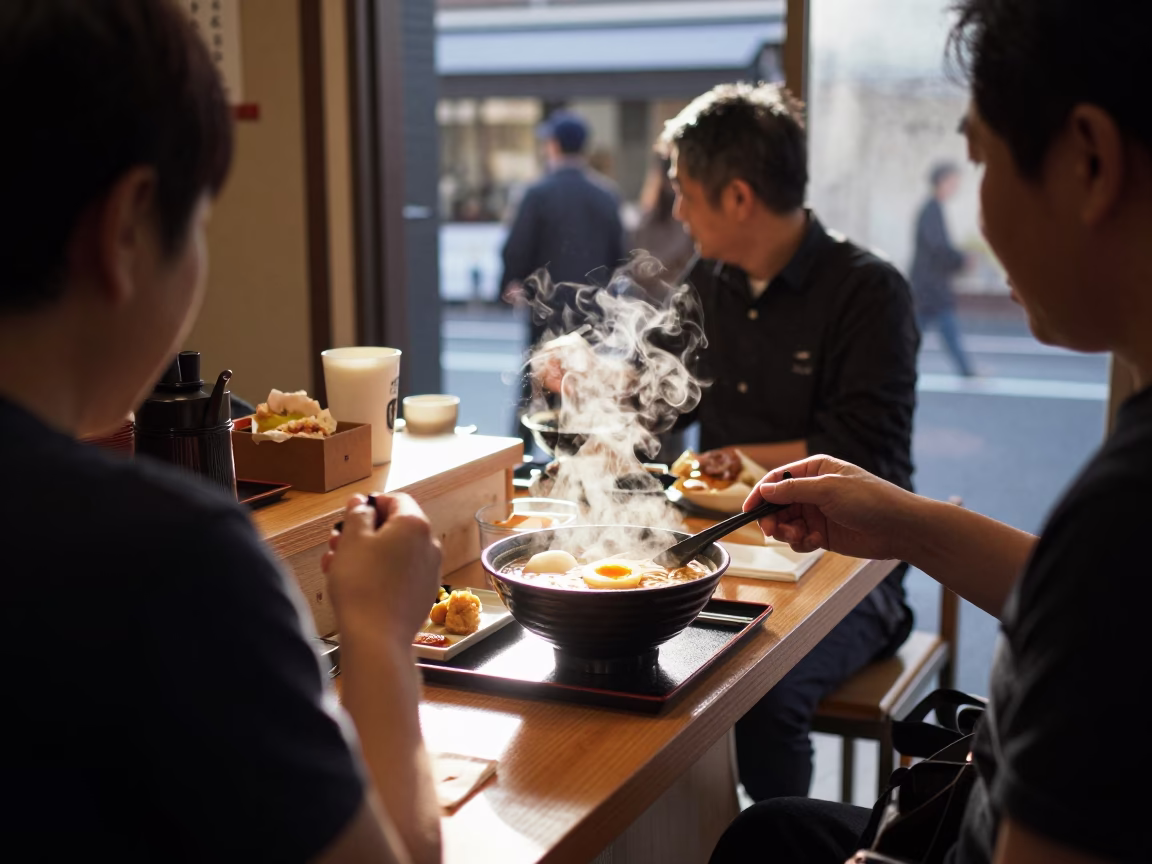 Breakfast Scene in Tokyo at The Early Morning Light in in Tokyo, Japan