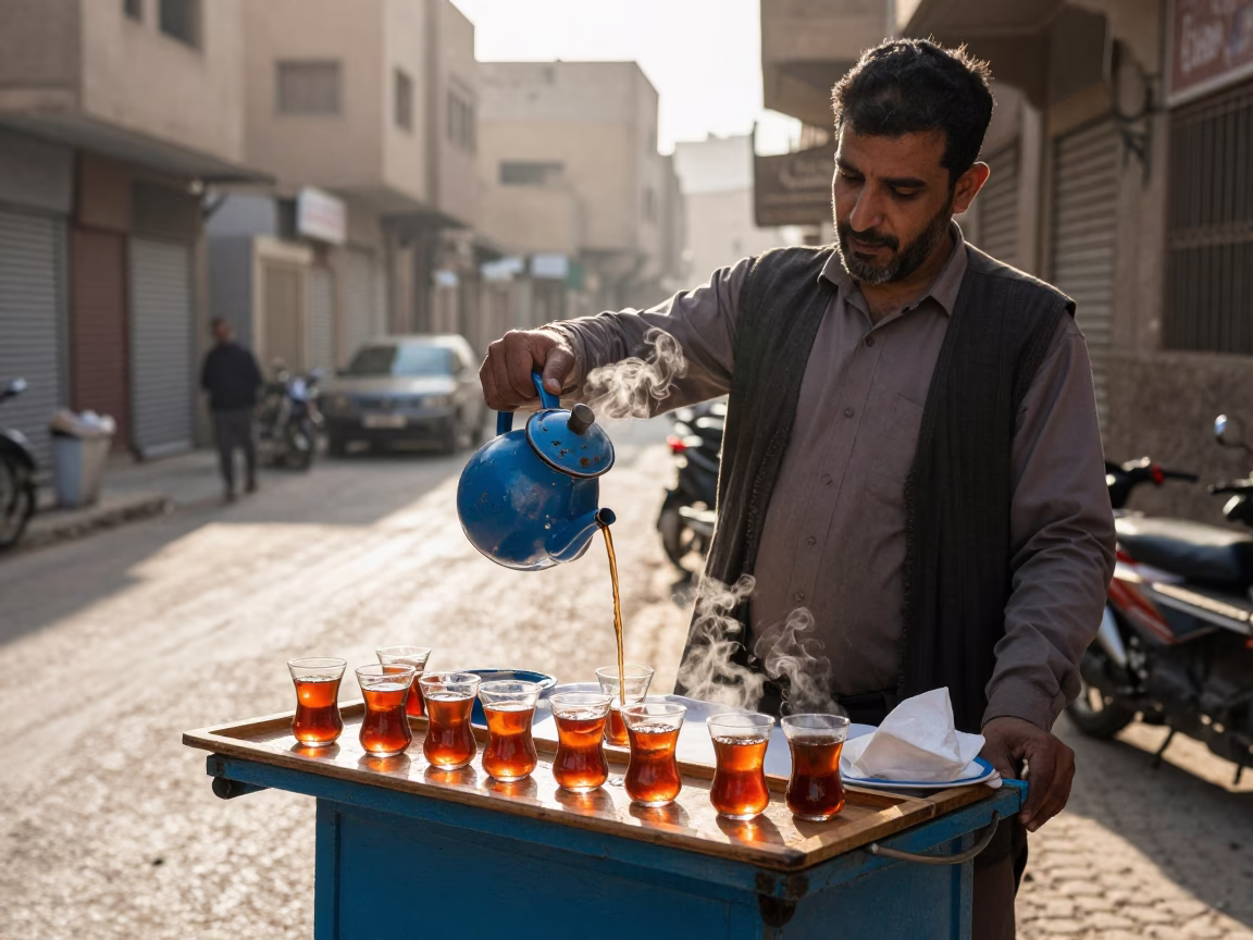 Breakfast Scene just after sunrise in Cairo in in Cairo, Egypt