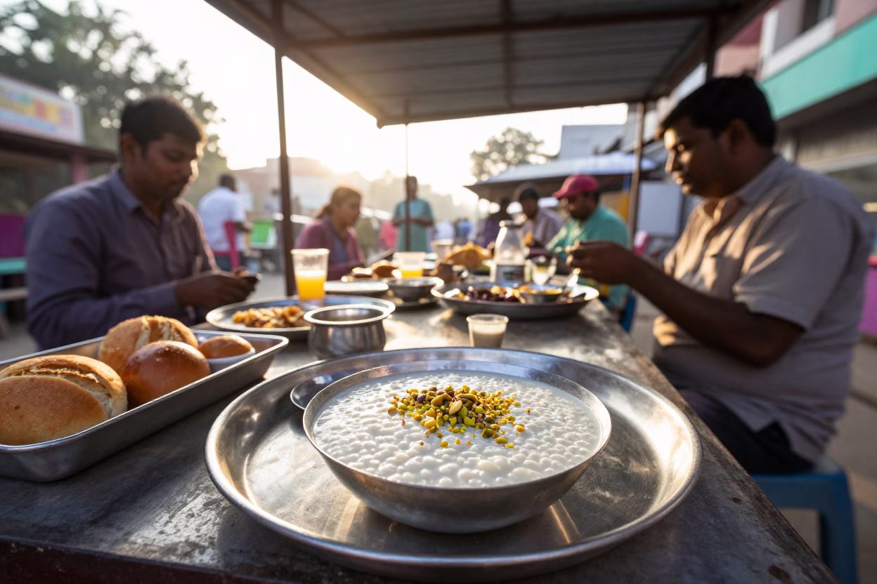 Breakfast Scene just after sunrise in Hyderabad in in Hyderabad, India