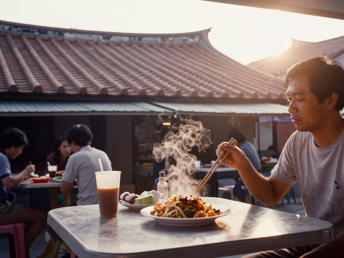 Breakfast Scene just after sunrise in Tainan in in Tainan, Taiwan