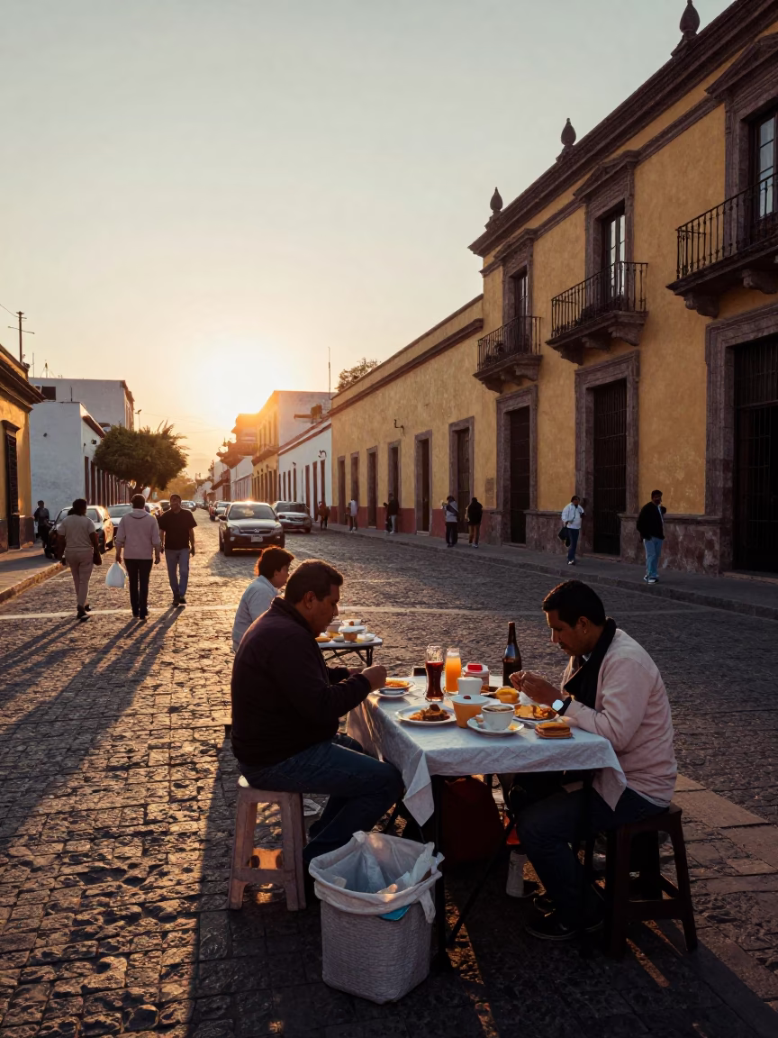 Breakfast Setup in Guadalajara at First Light Of Dawn in in Guadalajara, Mexico