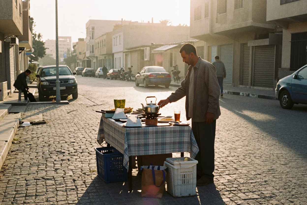 Breakfast Setup just after sunrise in Alexandria in in Alexandria, Egypt