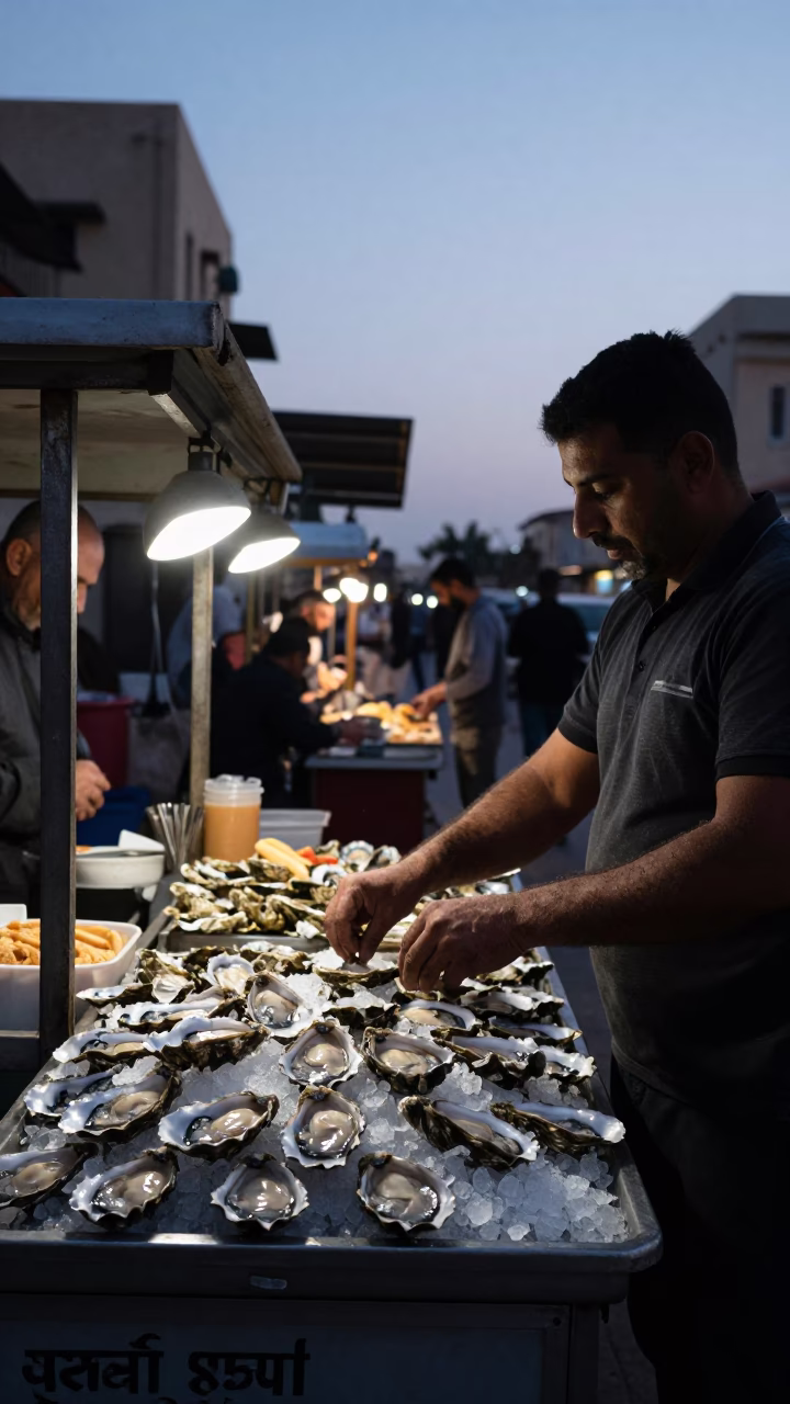 Breakfast Stall in Alexandria at Sunrise Light in in Alexandria, Egypt
