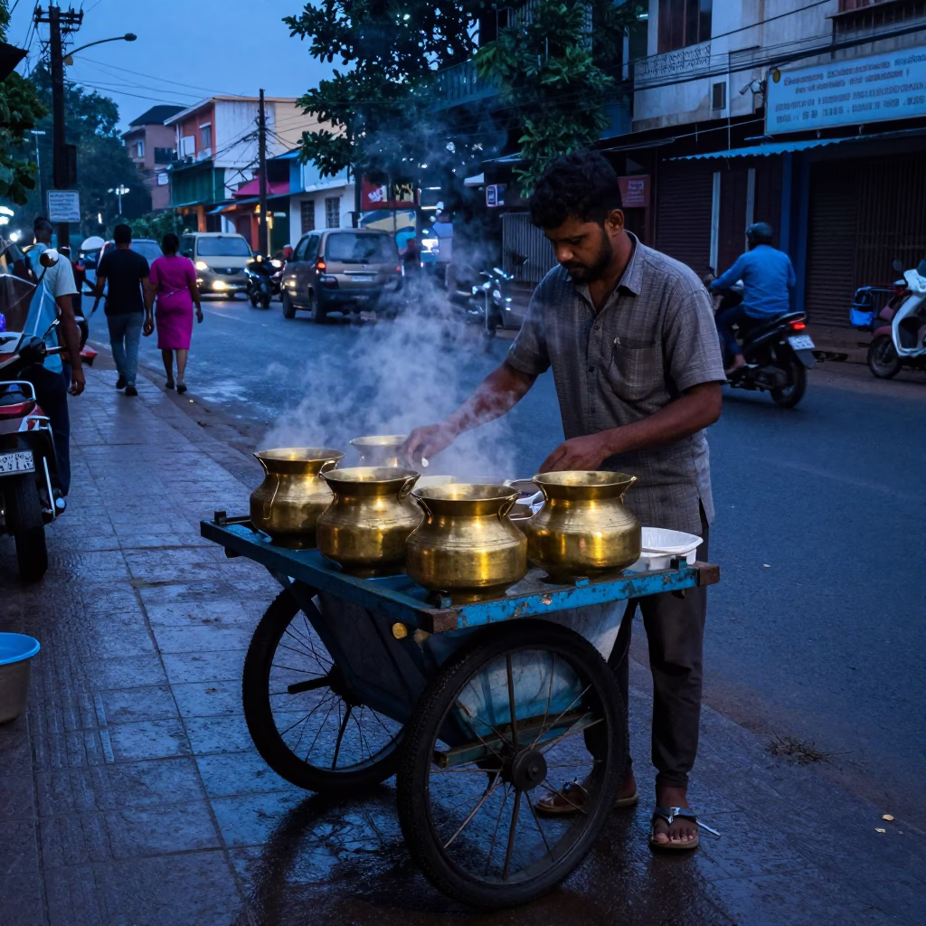 Breakfast Stall in Chennai at Sunrise Light in in Chennai, India