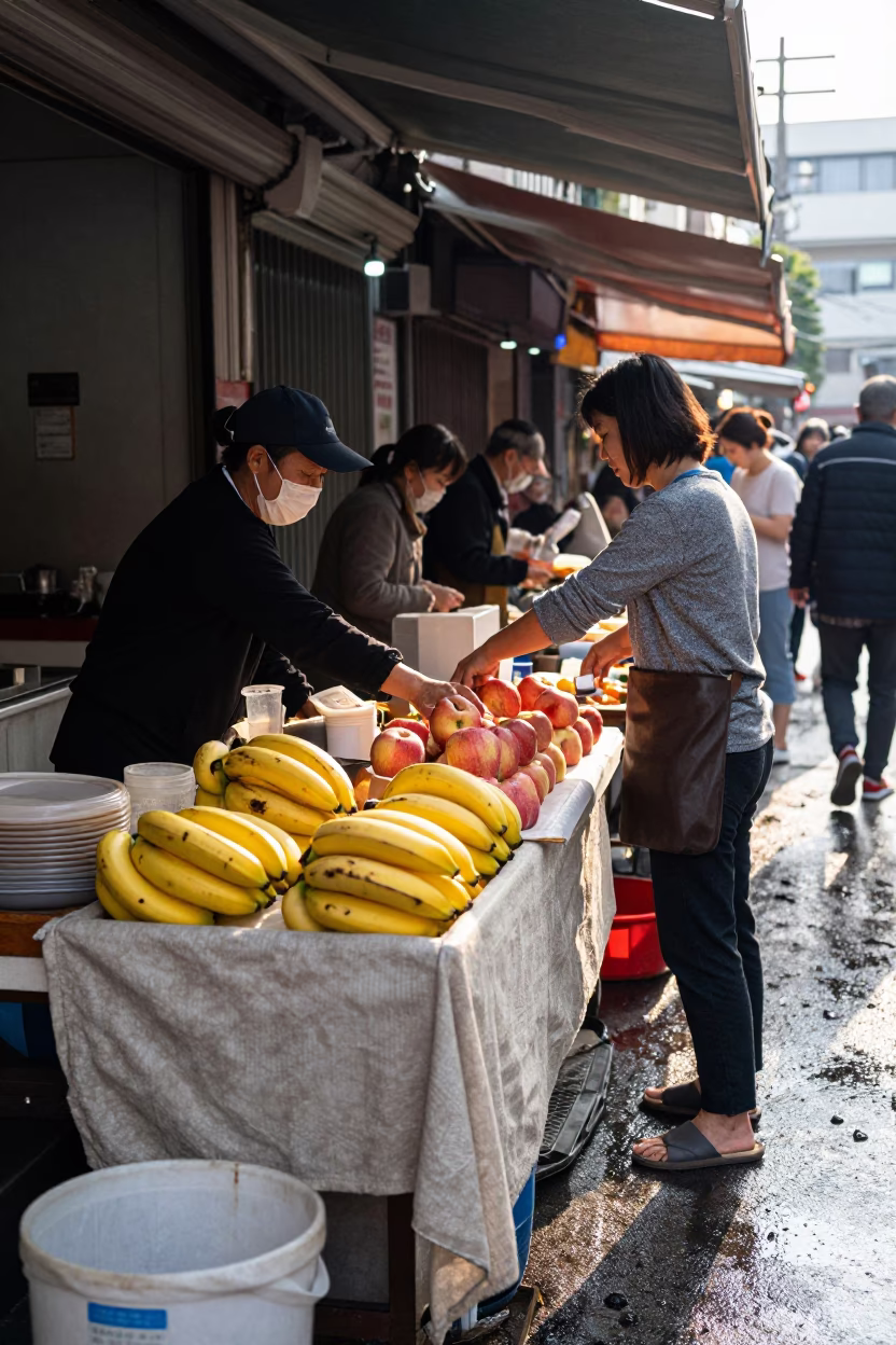 Breakfast Stall in Kaohsiung at As First Light Reaches The Scene in in Kaohsiung, Taiwan
