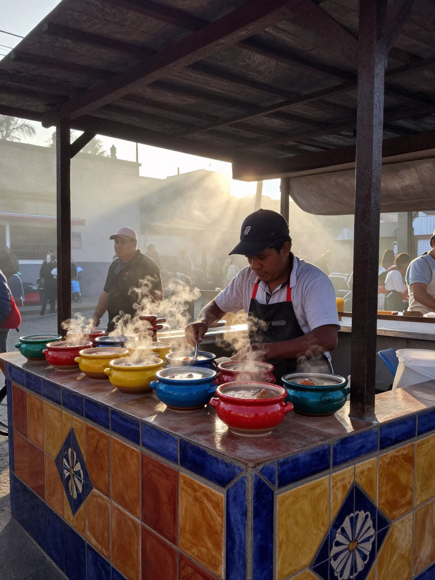 Breakfast Stall in Mexico City at First Light Of Dawn in in Mexico City, Mexico