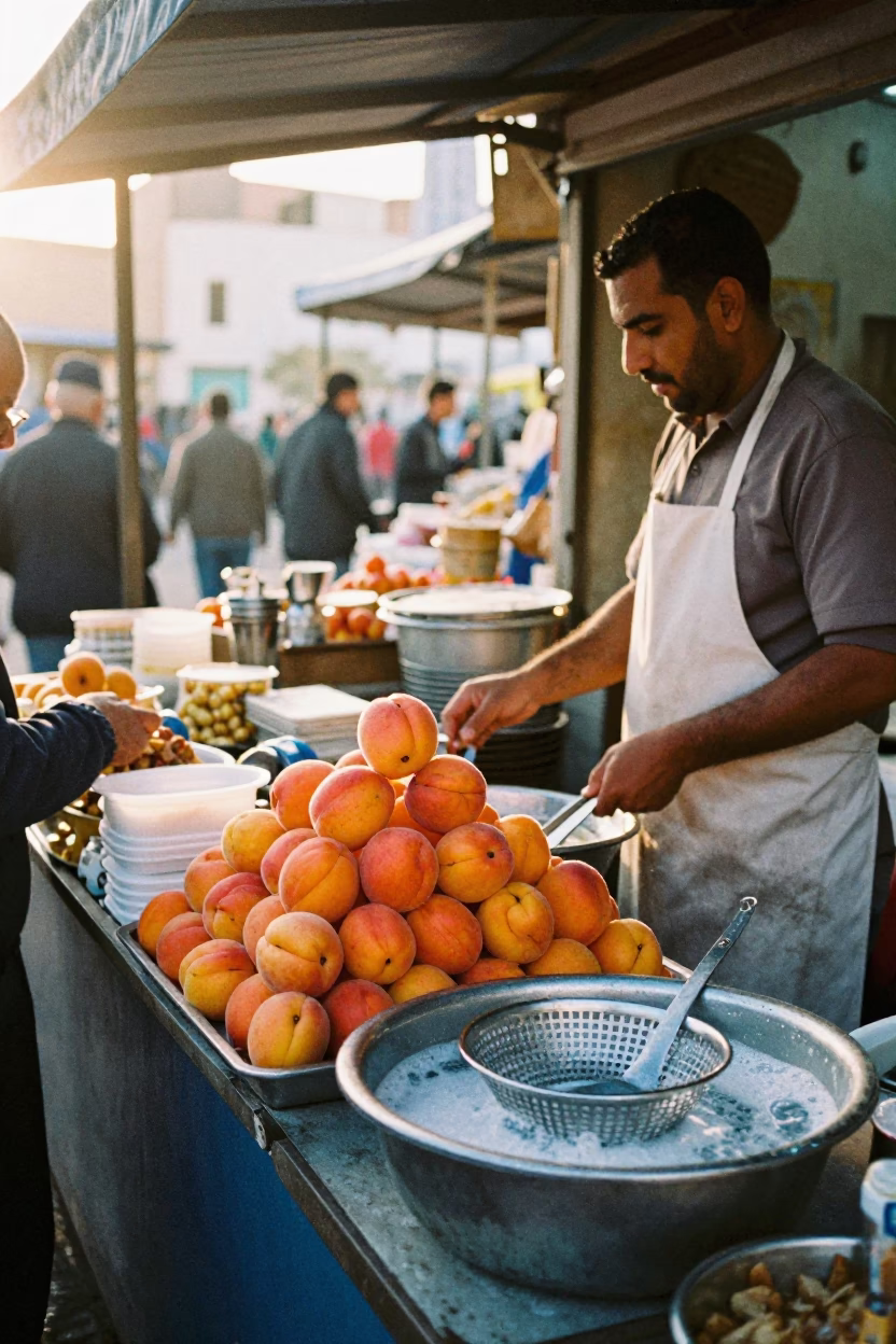 Breakfast Stall just after sunrise in Casablanca in in Casablanca, Morocco