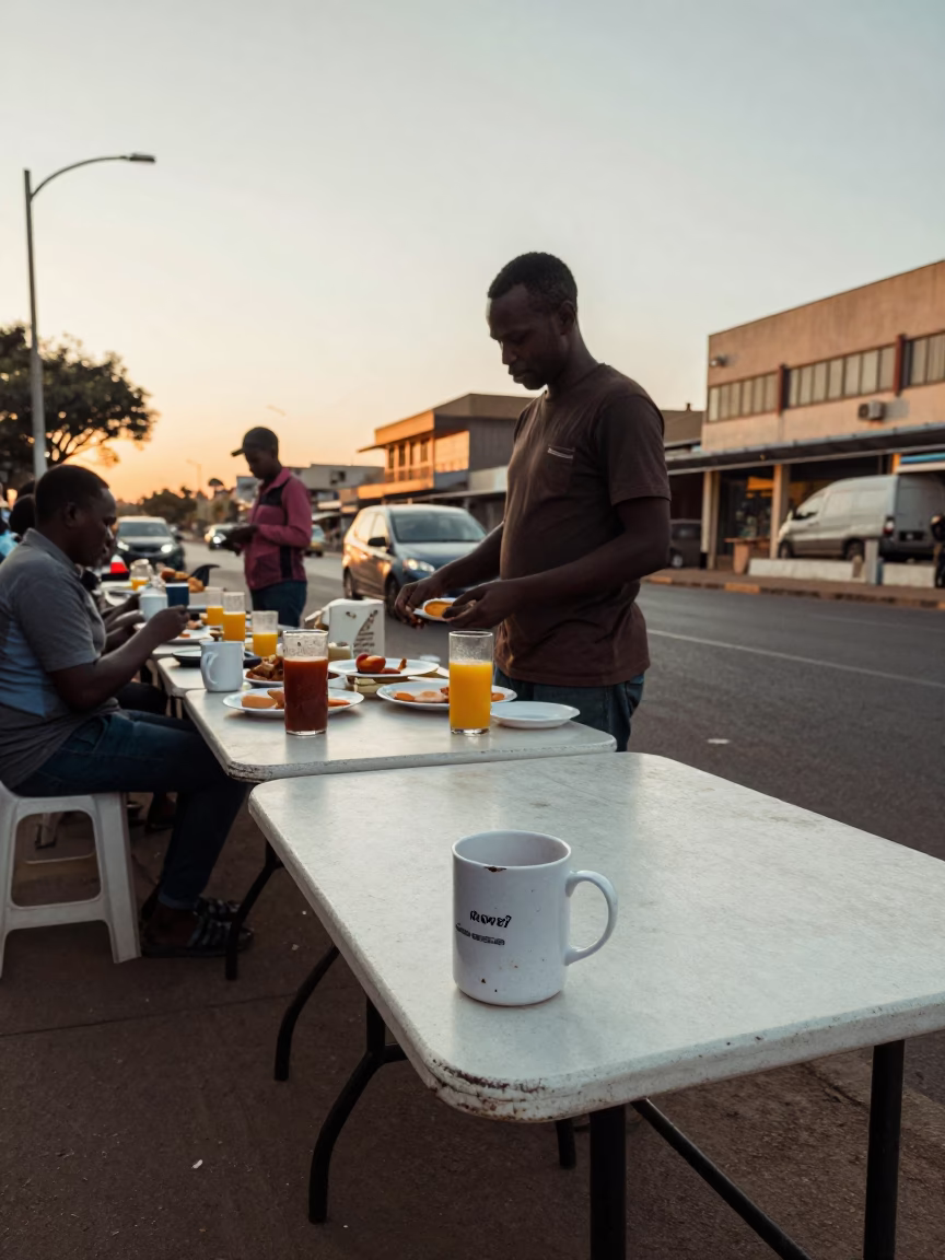 Breakfast Stall just after sunrise in Johannesburg in in Johannesburg, South Africa