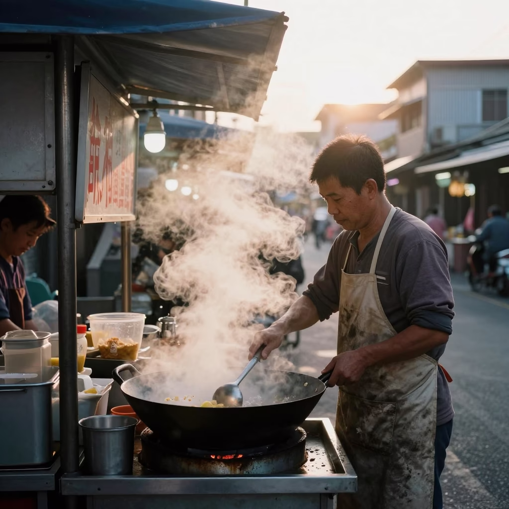 Breakfast Stall just after sunrise in Kaohsiung in in Kaohsiung, Taiwan