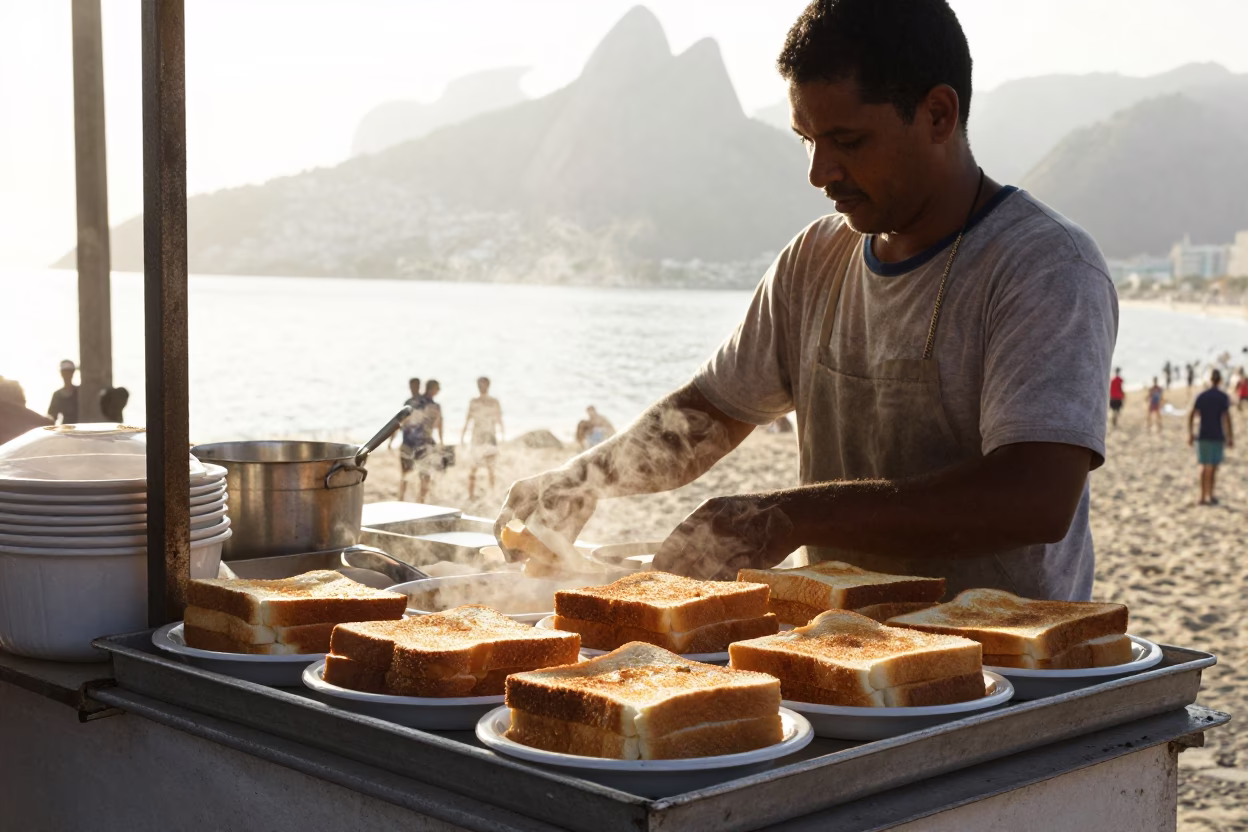 Breakfast Stall just after sunrise in Rio De Janeiro in in Rio de Janeiro, Brazil