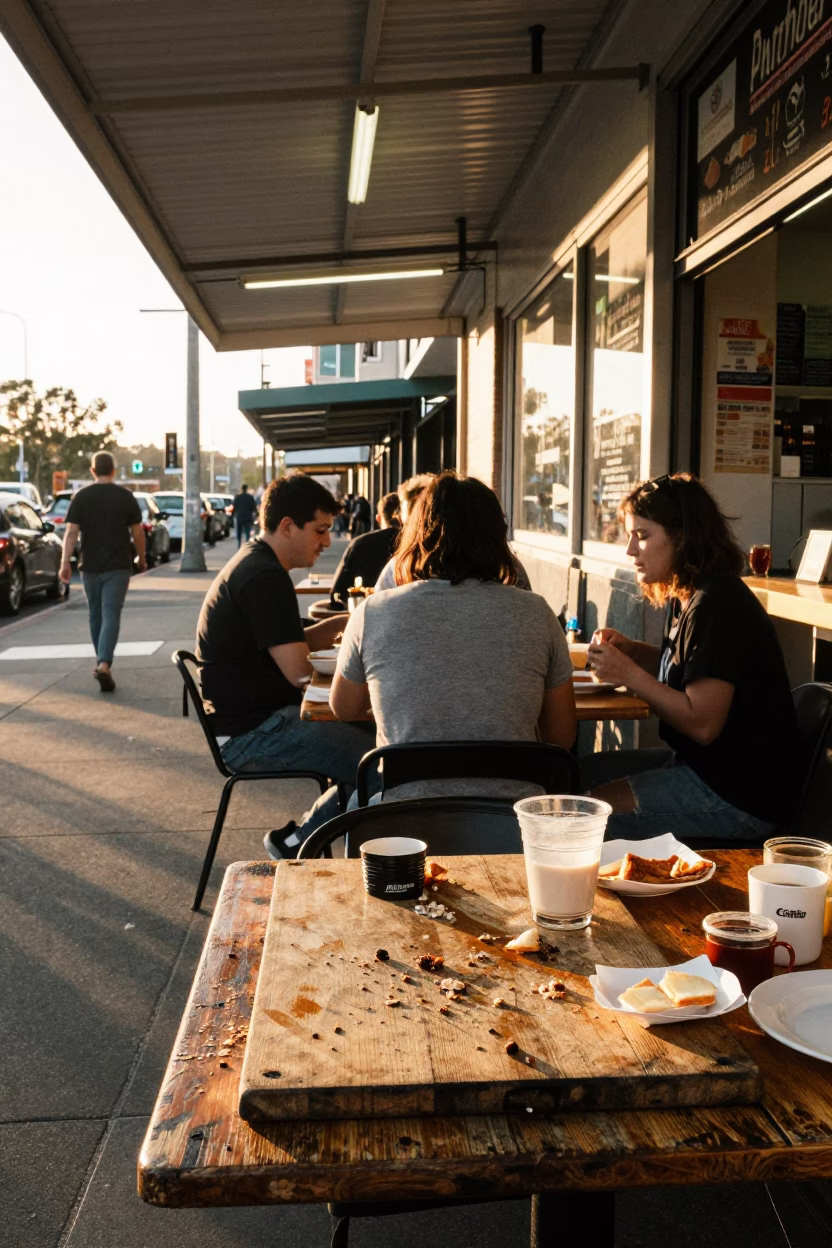 Breakfast Stall just after sunrise in Sydney in in Sydney, New South Wales, Australia