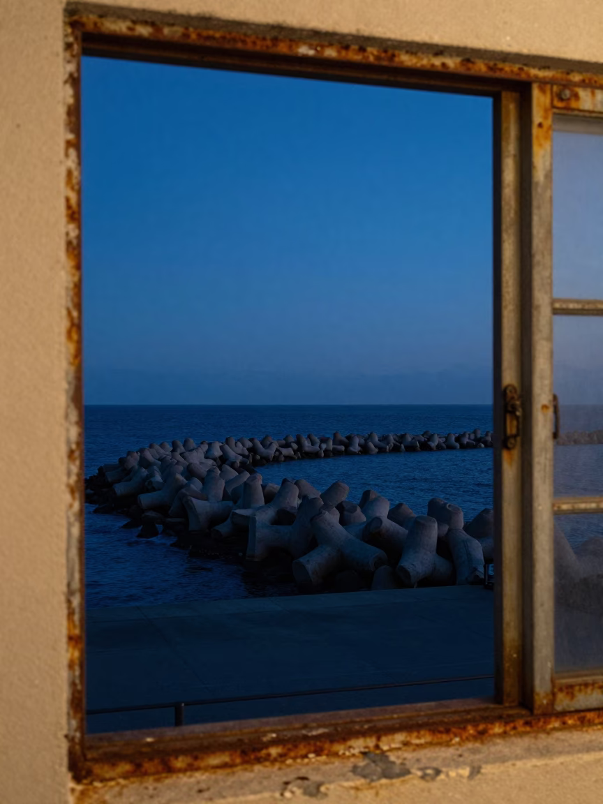 Breakwater Scene in San Diego at Midnight Light in in San Diego, California, United States