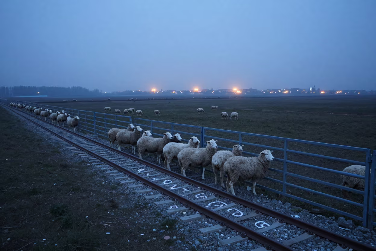 Breeding Rams Near Sorting Gate Kashmir Evening in beside a pasture gate in Kashmir