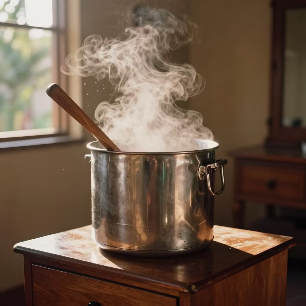 Brewer Stirring Mash Tun in Barquisimeto Hotel Room in on a hotel dresser in Barquisimeto