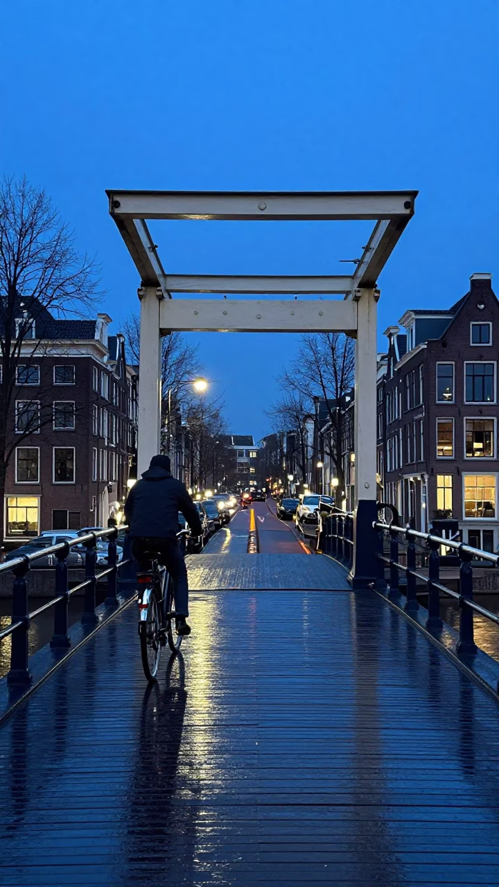 Brick Architecture in Amsterdam at The Last Blue Light Of Evening in in Amsterdam, Netherlands