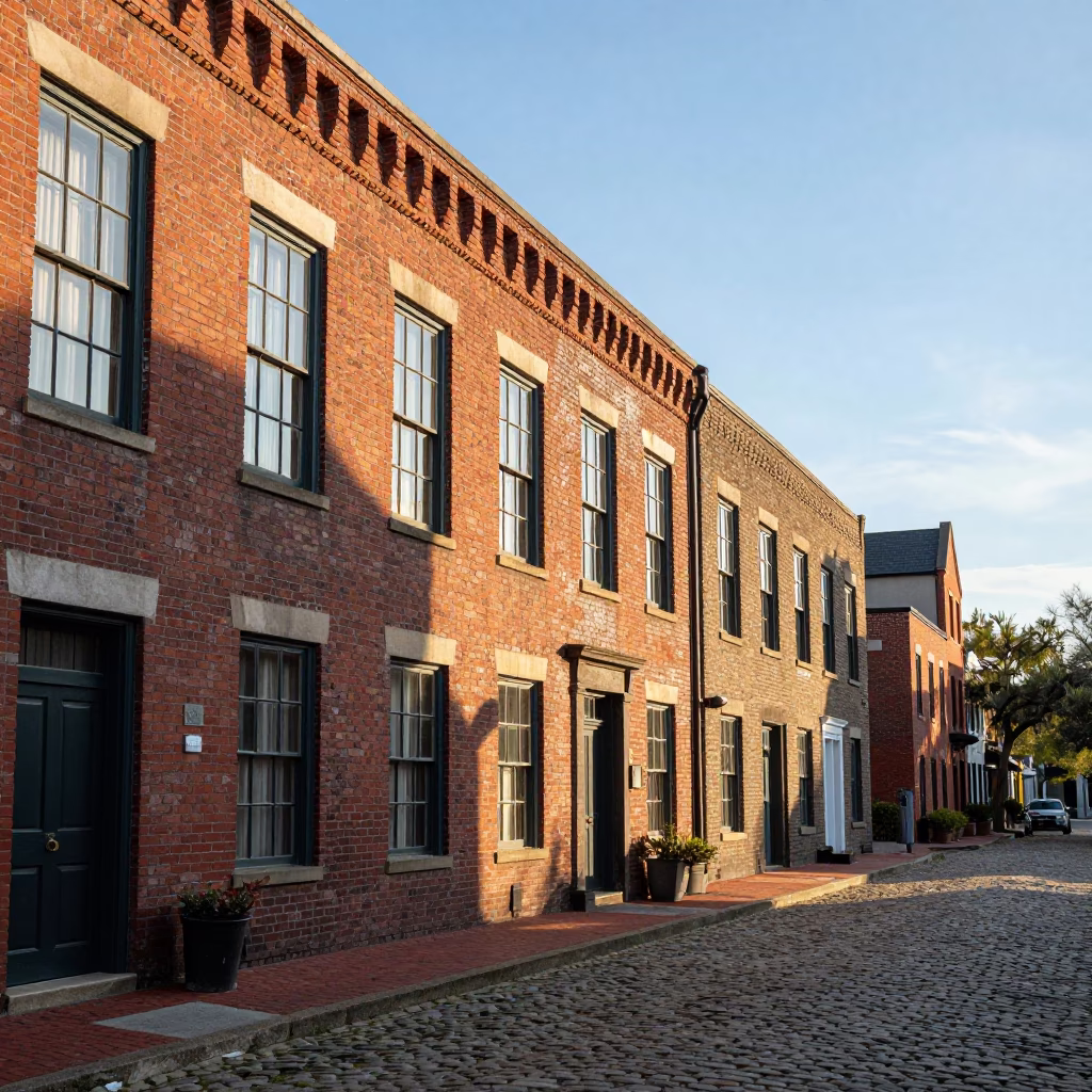 Brick Architecture in Charleston at Clear Late-afternoon Light in in Charleston, South Carolina, United States