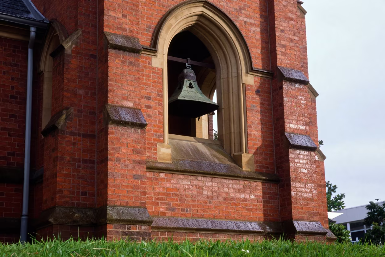 Brick Bell Tower After Rain Brisbane in outside a brick lecture building in Brisbane