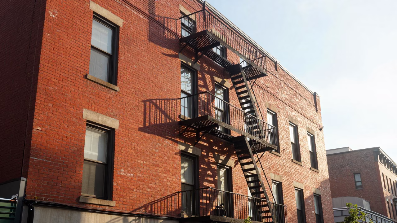Brick Building in Chicago at The Late Morning Light in in Chicago, Illinois, United States