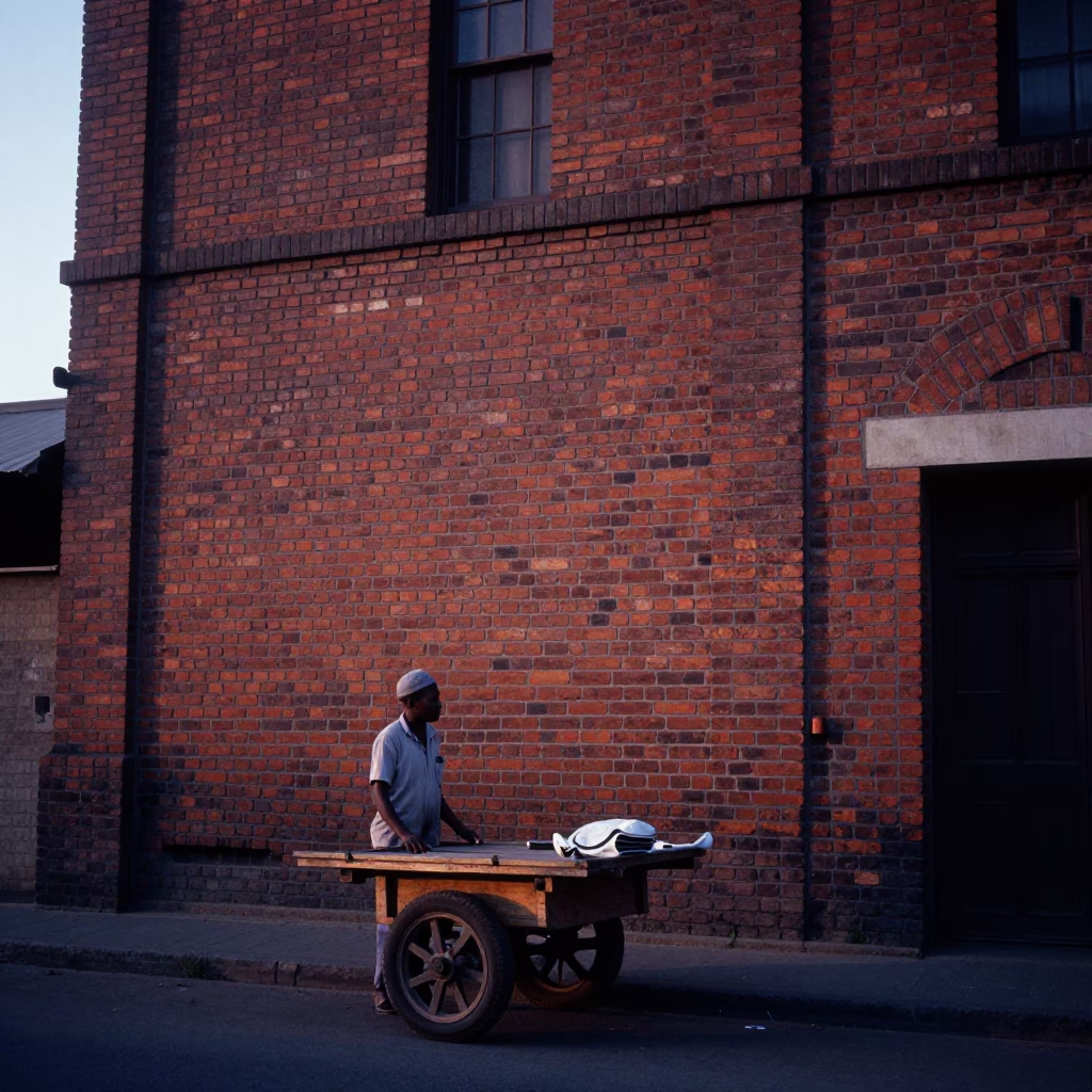 Brick Building in Johannesburg at Sunrise Light in in Johannesburg, South Africa