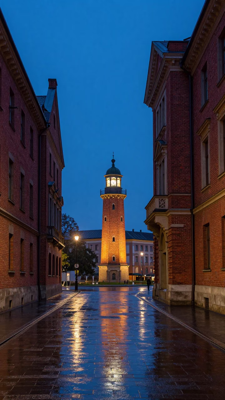 Brick Buildings in Vienna at Nautical Dawn Light in in Vienna, Austria