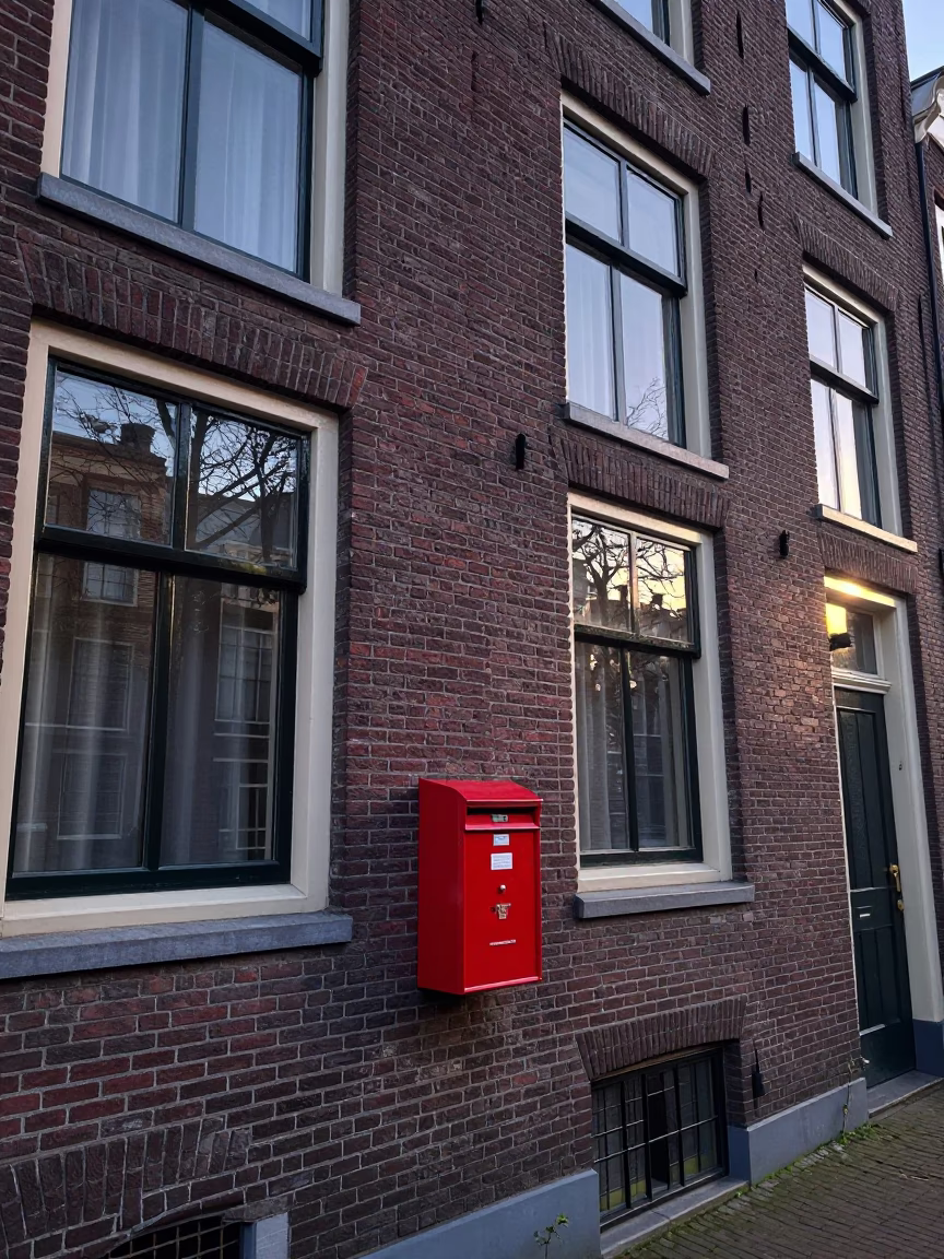 Brick Facade at The Early Morning Light in Amsterdam in in Amsterdam, Netherlands