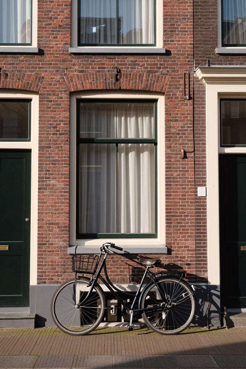 Brick Facade in Amsterdam at The Early Afternoon Light in in Amsterdam, Netherlands