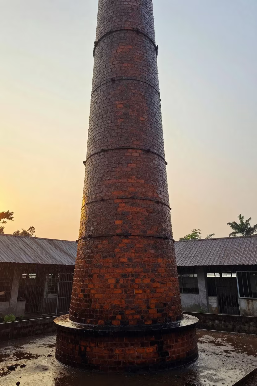 Brick Kiln Chimney Wet Evening Solapur in in a turbine hall near Solapur