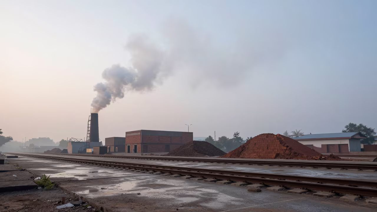 Brick Kiln Smoke at Dawn in Punk Fijo Yard in at a rail yard near Punto Fijo