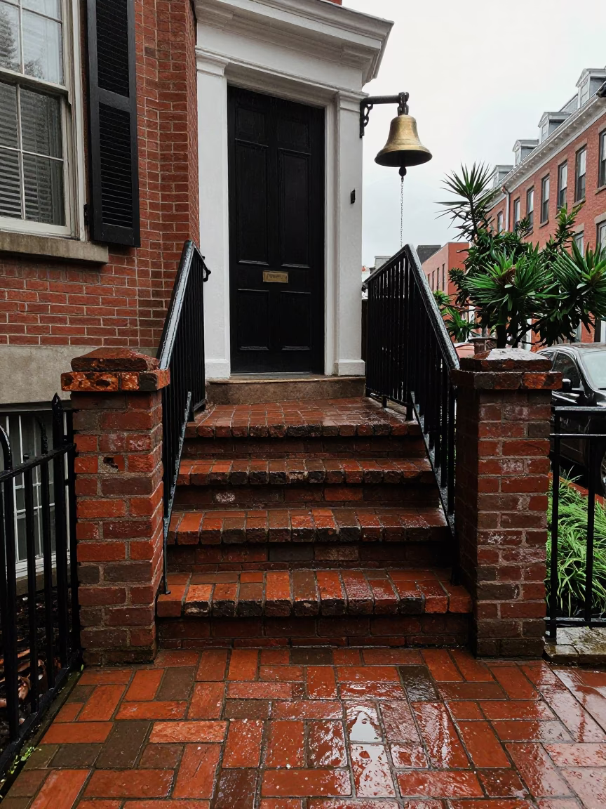 Brick Stoop in Philadelphia at First Light in in Philadelphia, Pennsylvania, United States