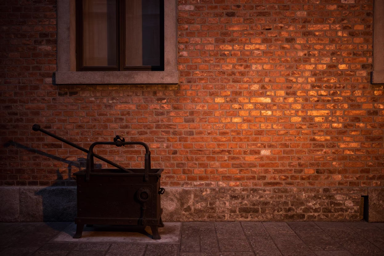 Brick Wall in Milan at Copper-toned Light Before Dusk in in Milan, Italy