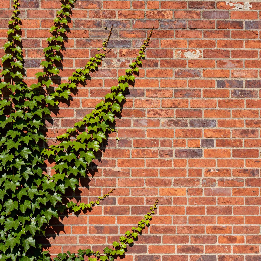 Brick Wall in Toronto at Bright Midmorning Light in in Toronto, Ontario, Canada