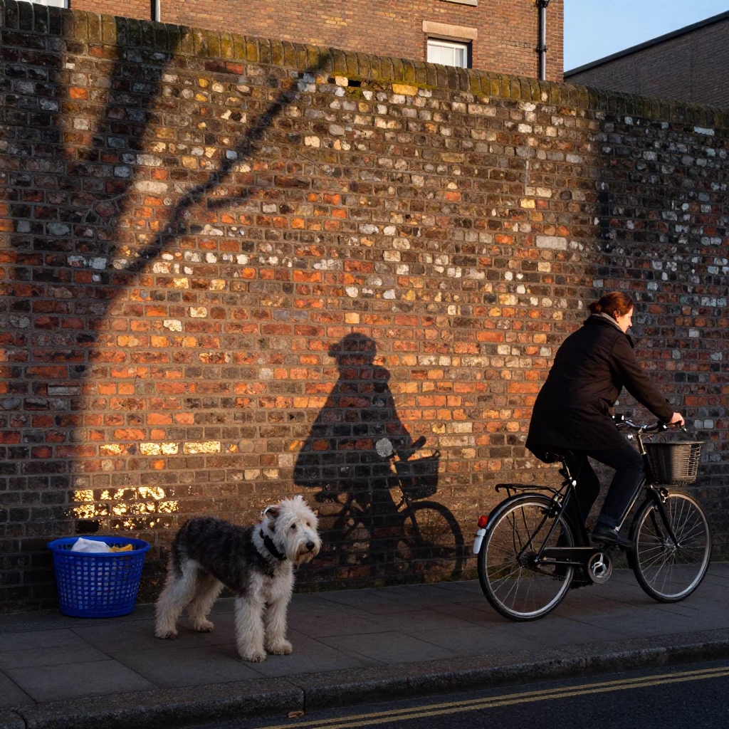 Brick Wall just after sunrise in Dublin in in Dublin, Ireland
