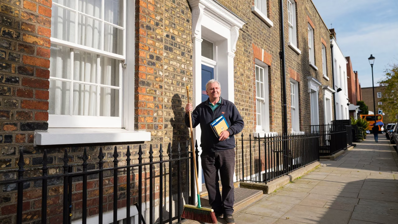 Bricklayer in London at Afternoon Light in in London, United Kingdom