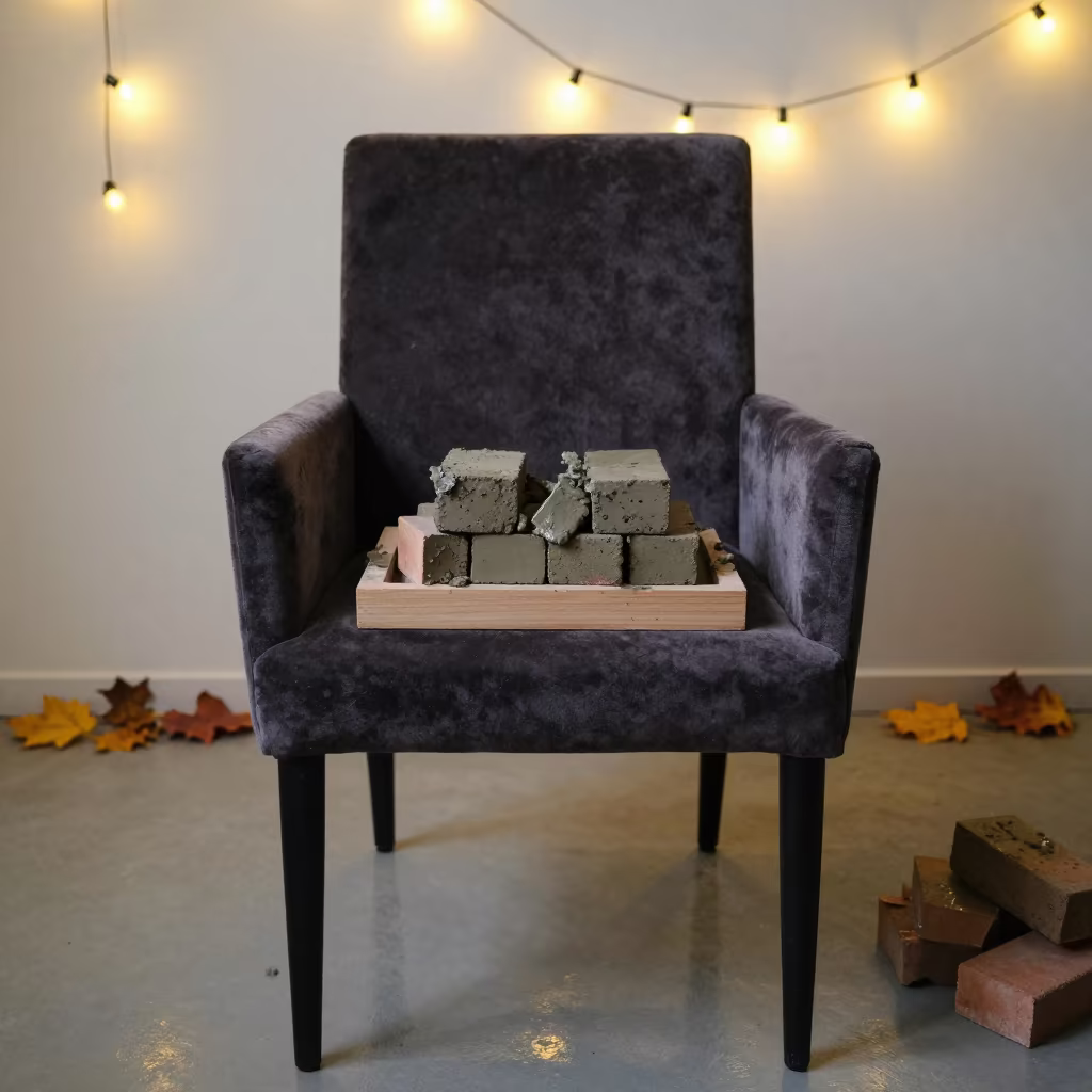 Brickmaker Pressing Clay on Velvet Chair in on a velvet chair near Tando Allahyar