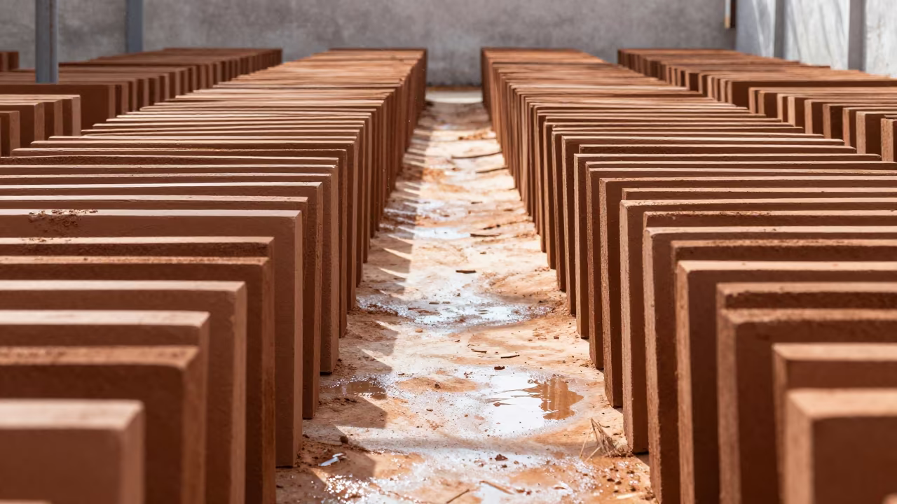Brickyard Drying Under Noons Bright Glare in in a machine shop near Fortaleza