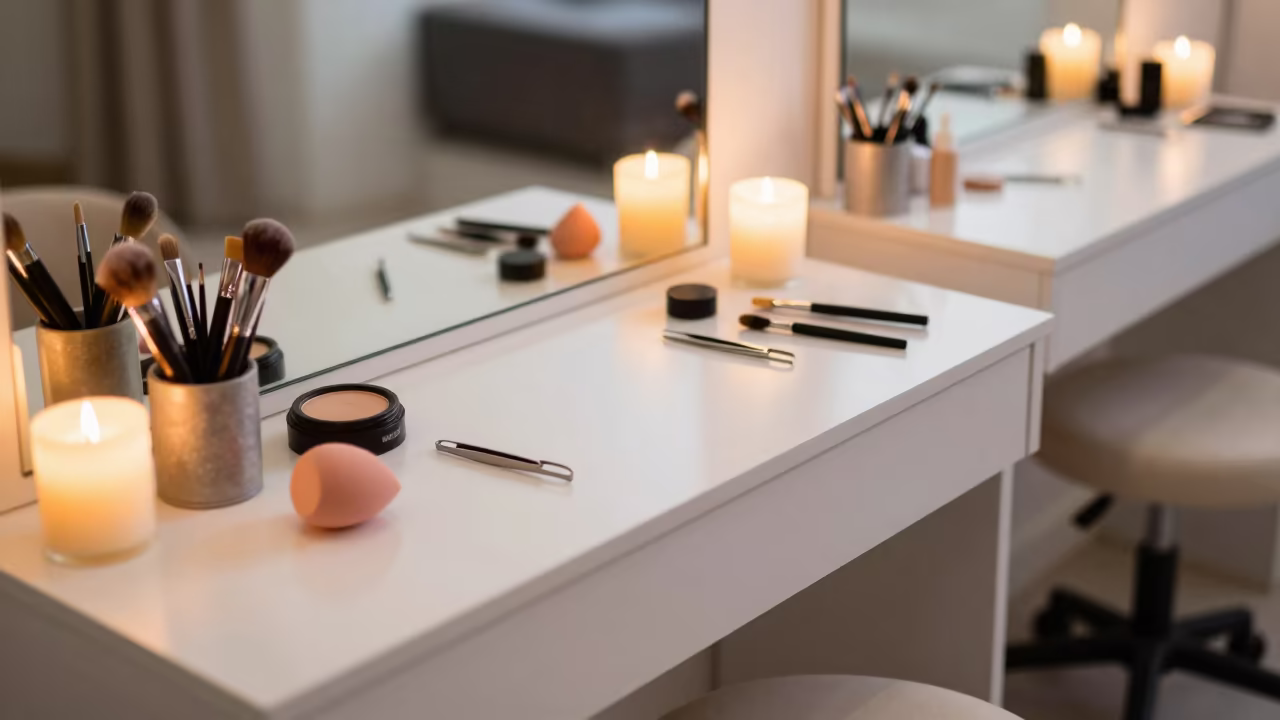Bridal Makeup Table Blue Hour Salon in inside a salon row near Belem