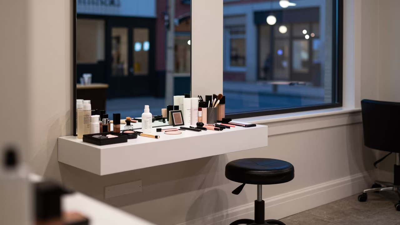 Bridal Makeup Table Twilight Montreal Salon in inside a salon row near Jean-Talon Market, Montreal