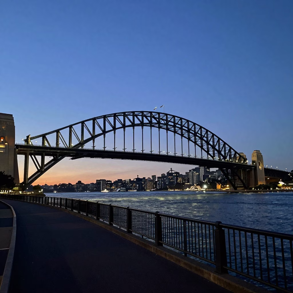Bridge Approach in Sydney at The Still Hours Before Dawn Light in in Sydney, New South Wales, Australia