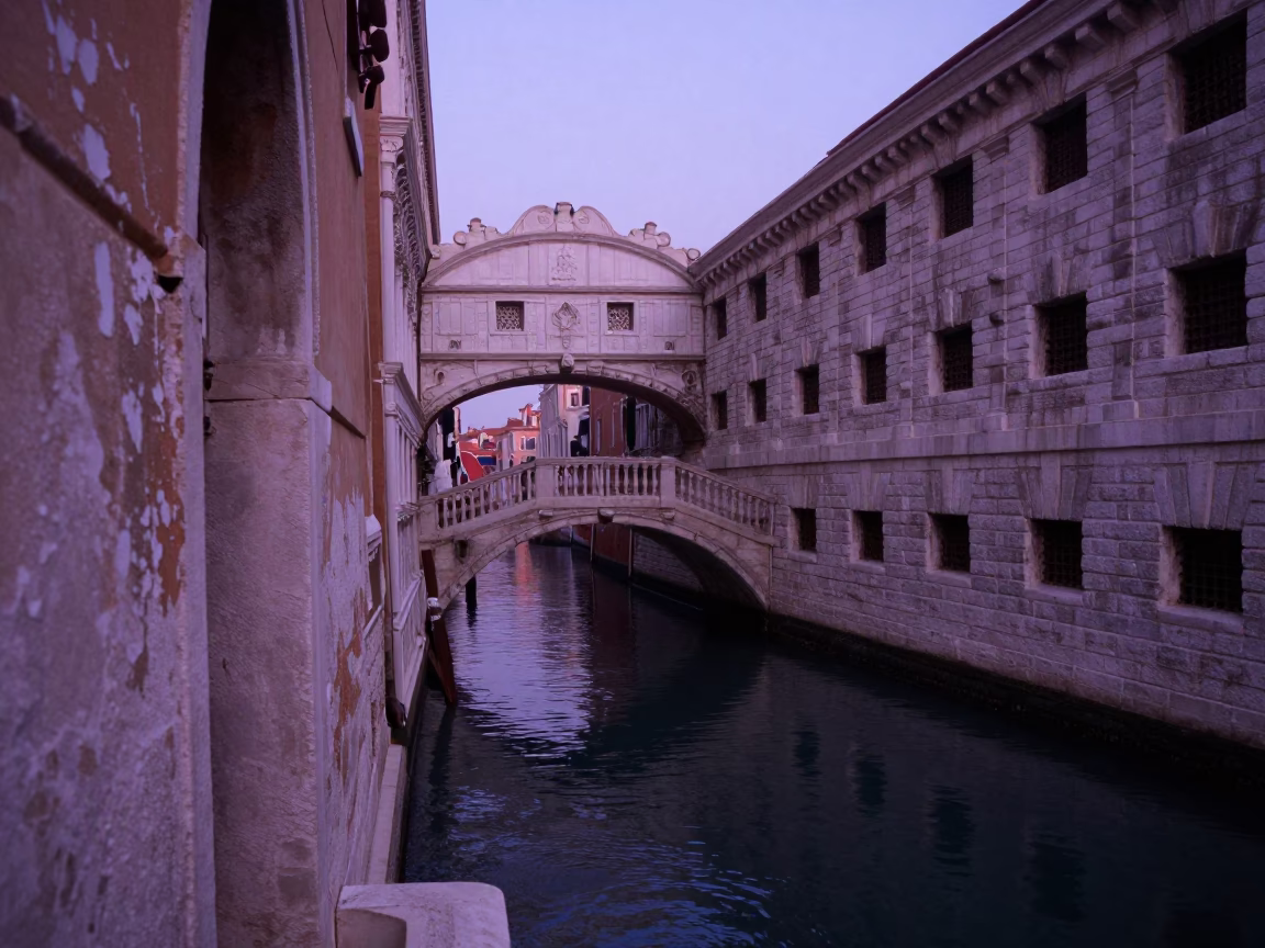 Bridge in Venice at The Still Hours Before Dawn Light in in Venice, Italy