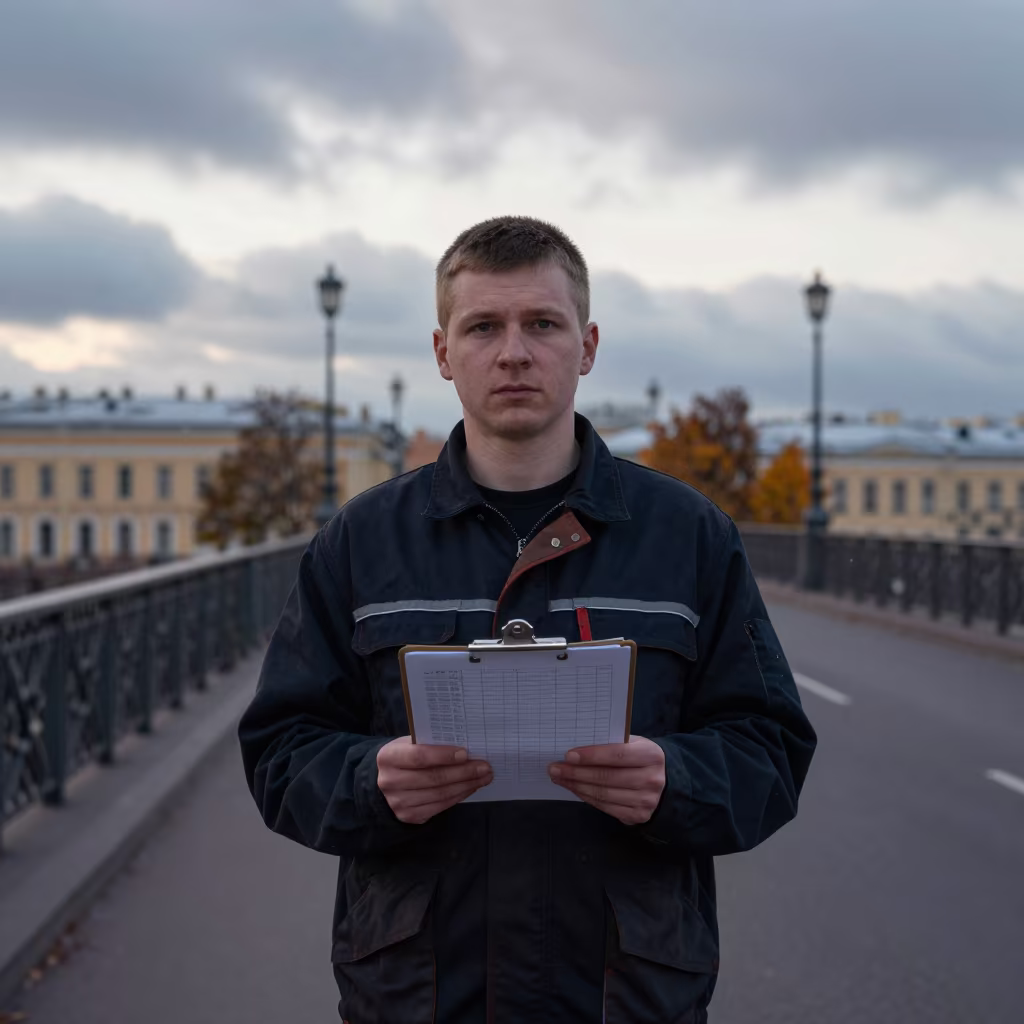 Bridge Inspector Autumn Portrait St Petersburg in in St Petersburg