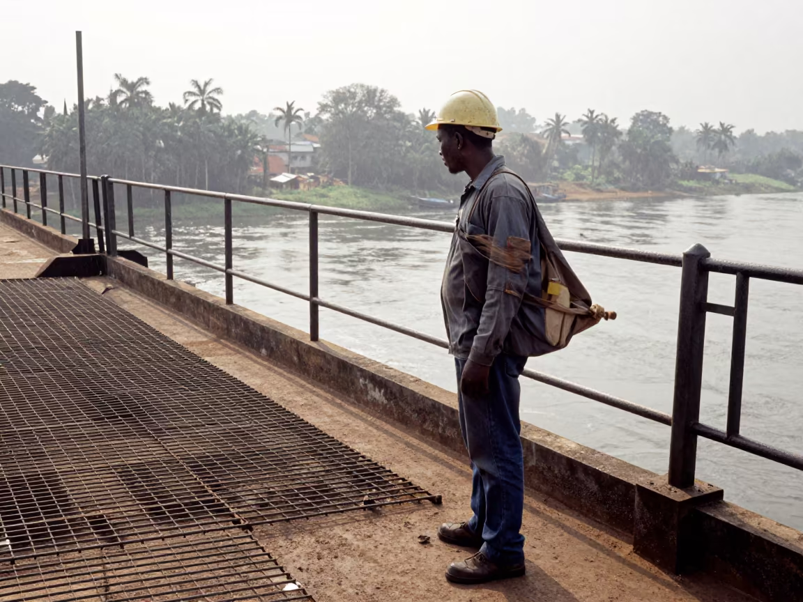 Bridge Inspector Beside Cooling Racks Bamenda in near a riverside landing in Bamenda