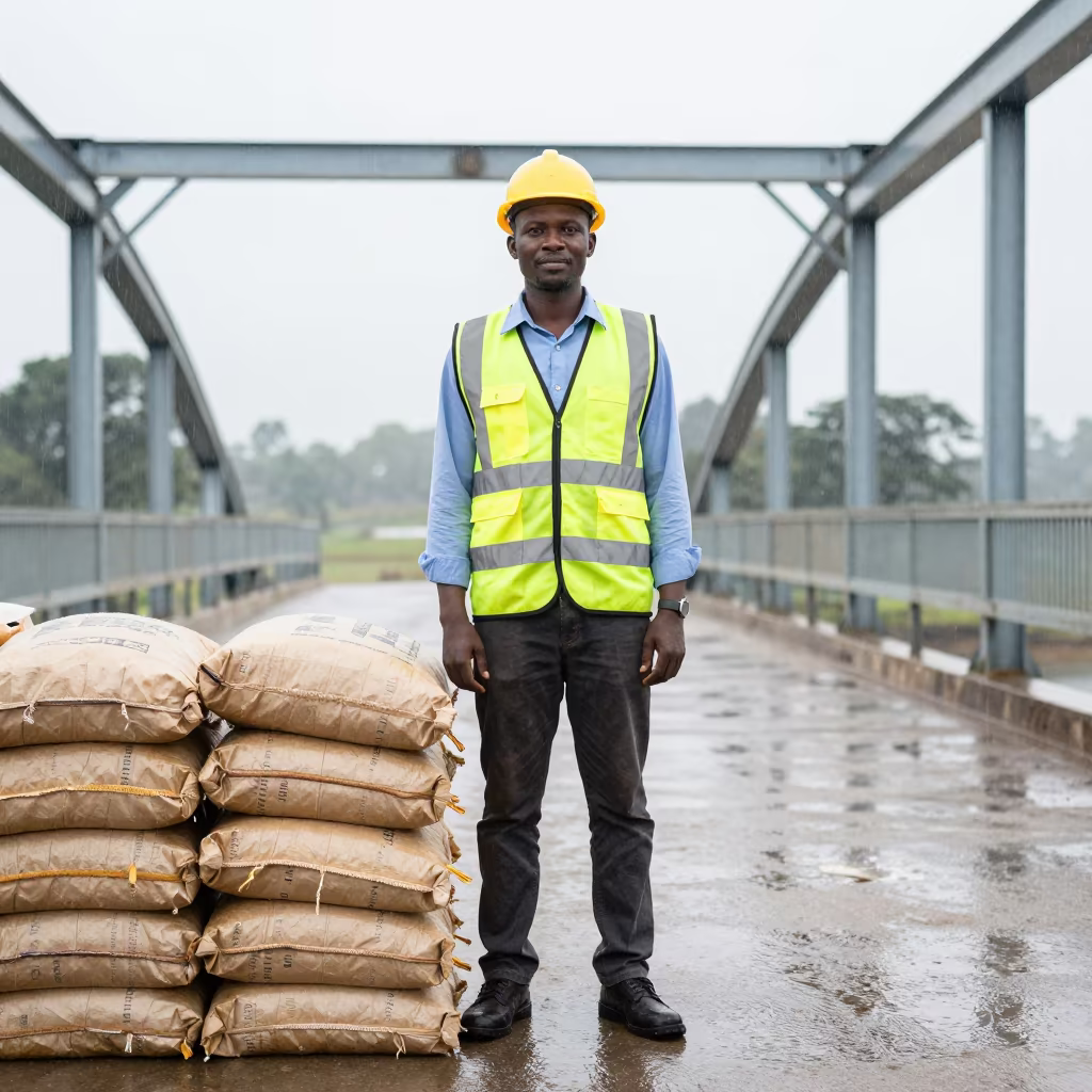Bridge Inspector Under Noon Rain in Kitale in in Kitale