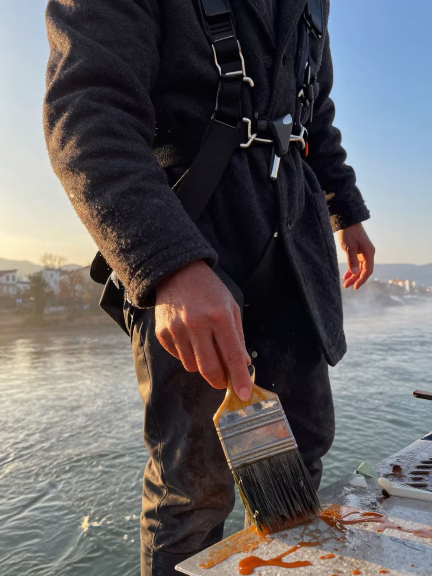Bridge Painter in Manisa Evening Drizzle in in Manisa