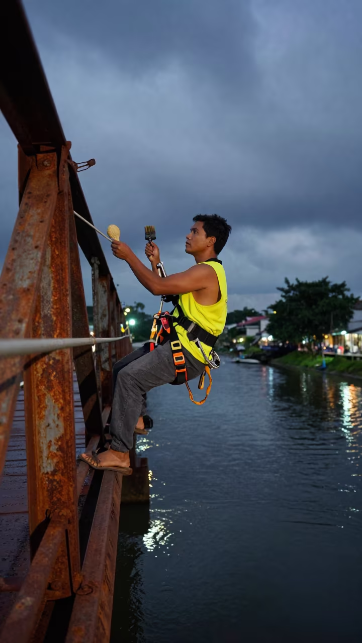 Bridge Painter Midnight Neon Davao in beside a canal in Davao