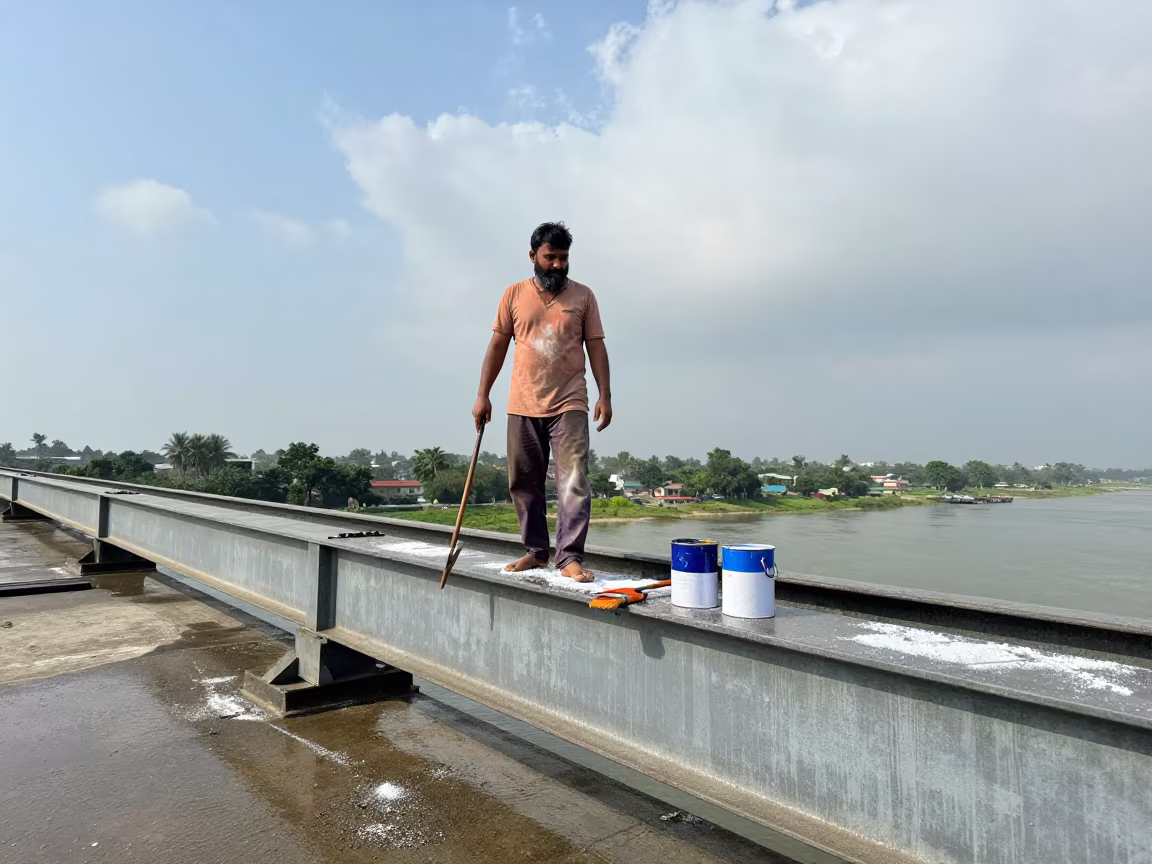 Bridge Painter with Salt Crystals in Karachi in in Karachi