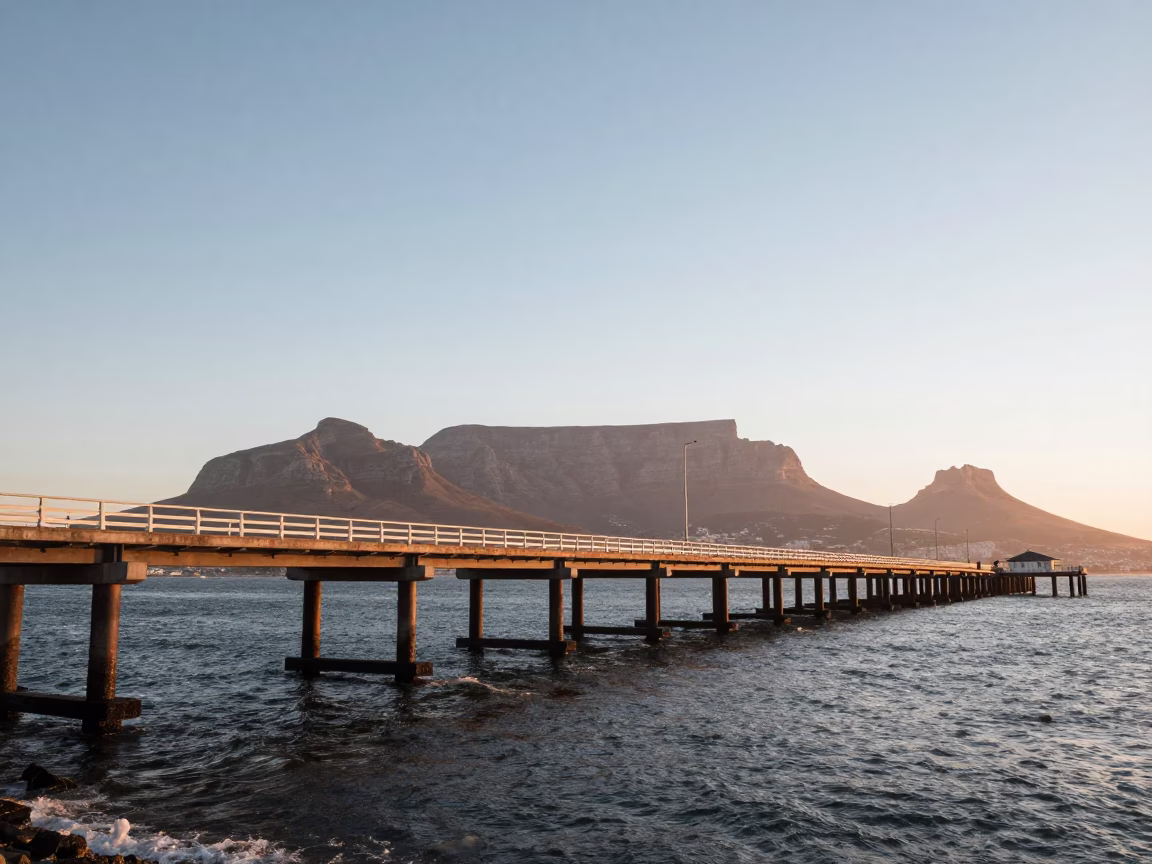 Bridge Pier in Cape Town at First Light Of Dawn in in Cape Town, South Africa